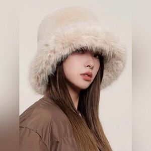 Hat for women, Elegant Cream Fur Bucket Hat brand new with tags.